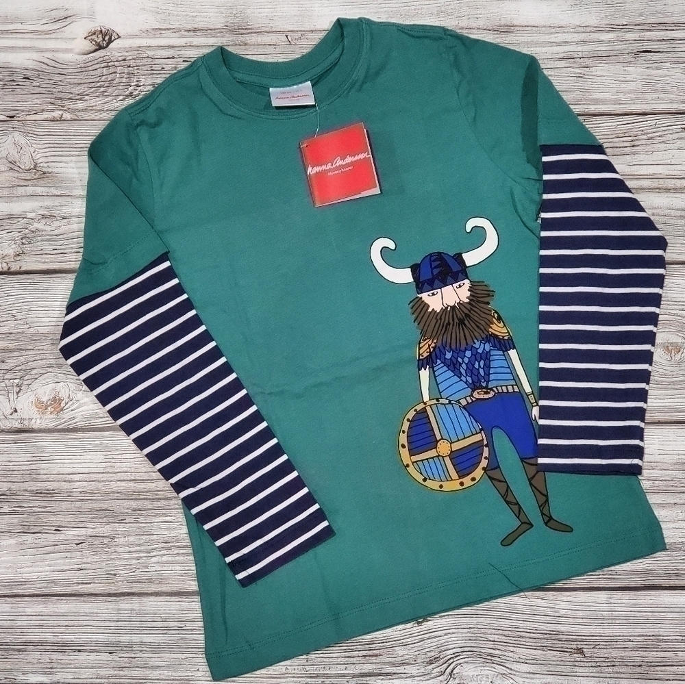 Hanna Andersson Organic Cotton Long-Sleeve Viking Top Size 8 NWT